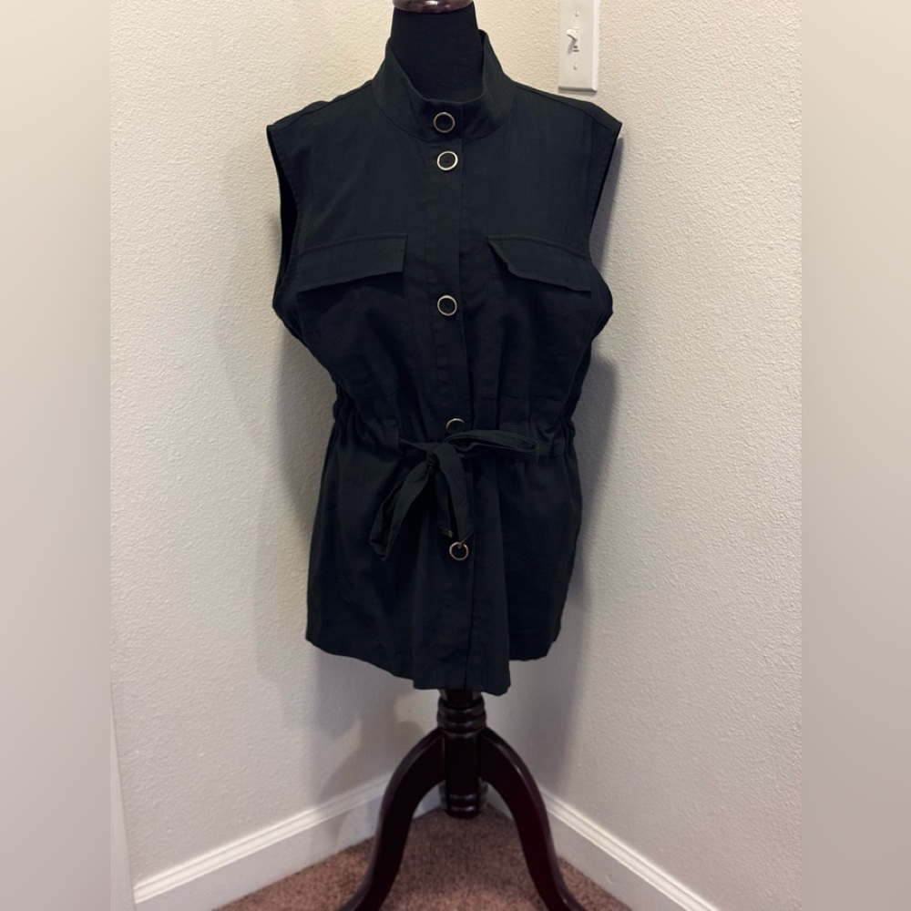 2 FOR $25C&A Est 1841 Black EG Utility Long Line Best Belted Gold Buttons Size M